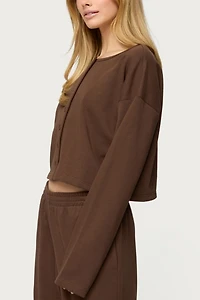 Edikted Binah Oversized French Terry Button Up Sweatshirt