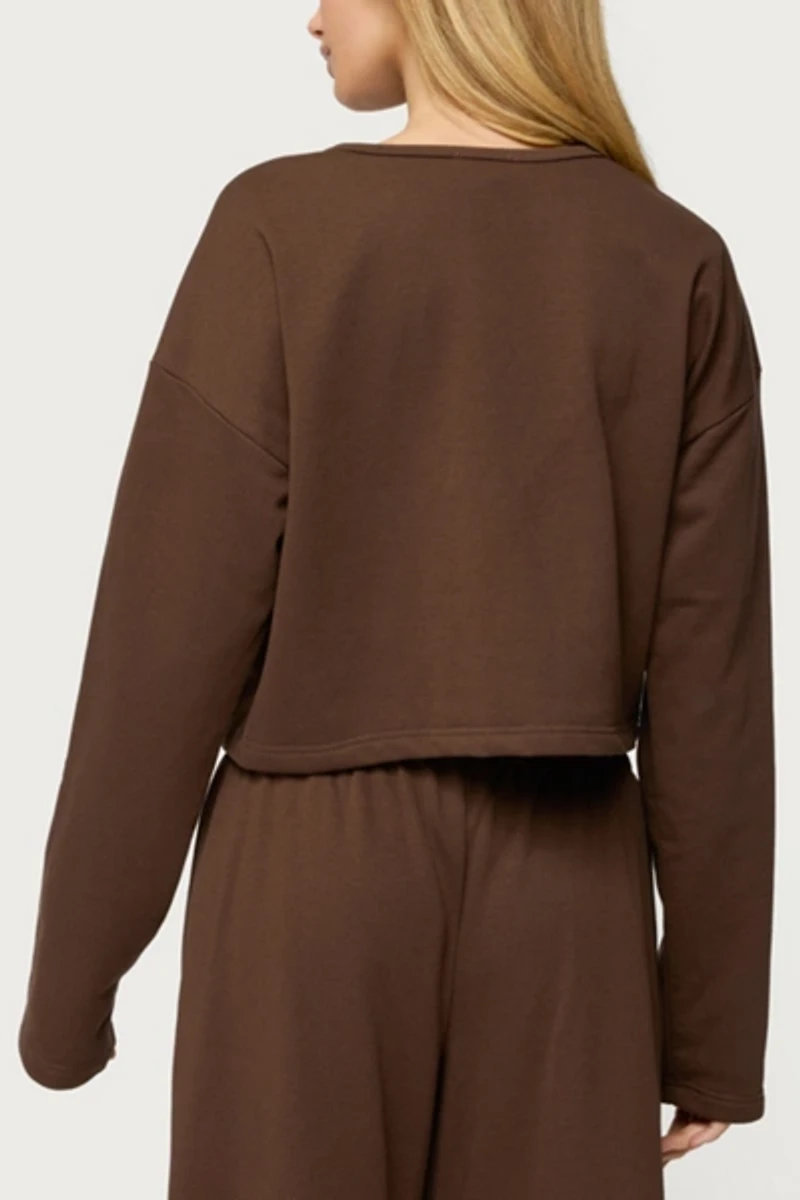 Edikted Binah Oversized French Terry Button Up Sweatshirt