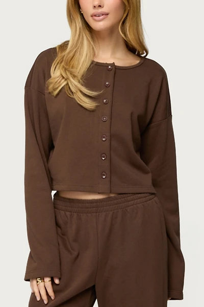 Edikted Binah Oversized French Terry Button Up Sweatshirt
