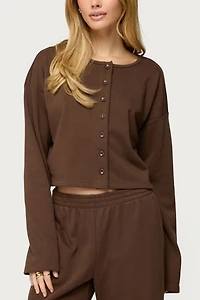 Edikted Binah Oversized French Terry Button Up Sweatshirt