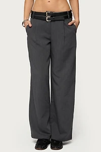 Edikted Andy Double Belt Straight Leg Tailored Pants