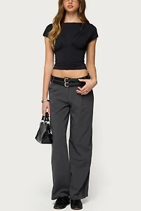 Edikted Andy Double Belt Straight Leg Tailored Pants