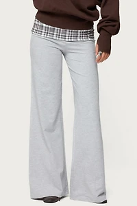 Edikted Kimmy Plaid Foldover Waist Pants
