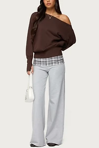 Edikted Kimmy Plaid Foldover Waist Pants