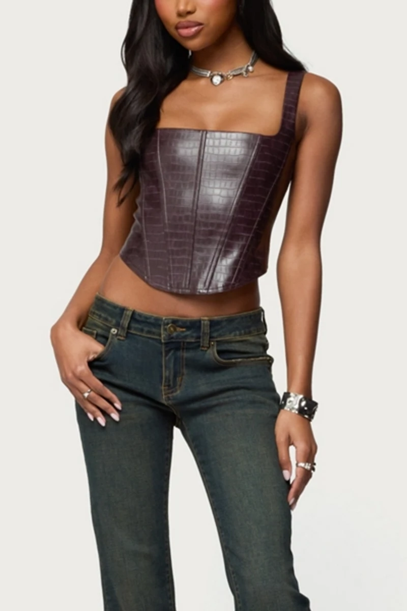 Edikted Shana Faux Croc Corset