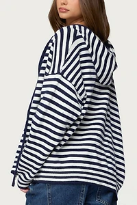 Edikted Safari Striped Knit Zip Up Hoodie