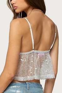 Edikted Sheer Sequin Babydoll Tank Top