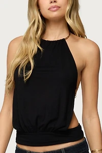 Edikted Damarey Chain Backless Halter Top