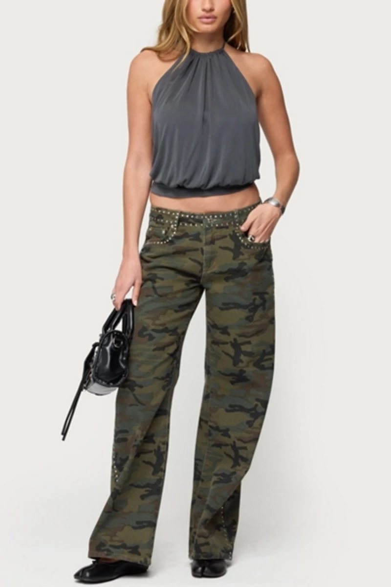 Edikted Kammy Draped Backless Halter Top