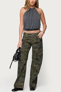 Edikted Kammy Draped Backless Halter Top