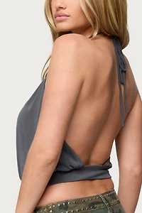 Edikted Kammy Draped Backless Halter Top