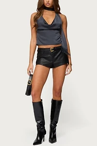 Edikted Satin Effect Cowl Neck Scarf Top