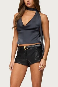 Edikted Satin Effect Cowl Neck Scarf Top