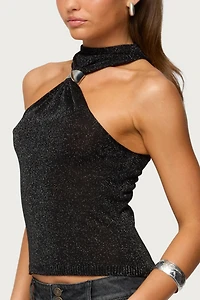 Edikted Nalia Gathered Ring Glitter Knit Top