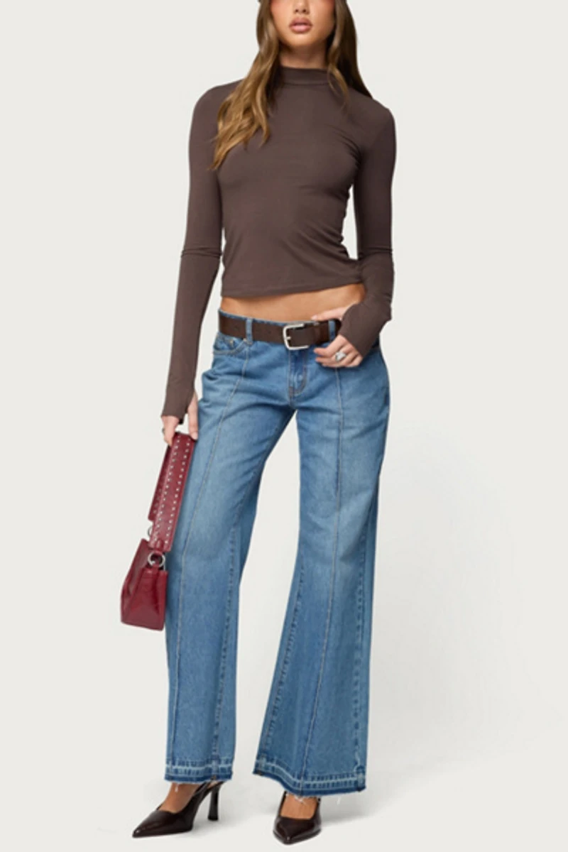 Edikted Binta Mock Neck Long Sleeve Top