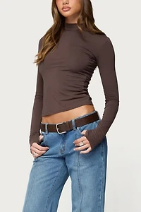 Edikted Binta Mock Neck Long Sleeve Top