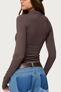 Edikted Binta Mock Neck Long Sleeve Top