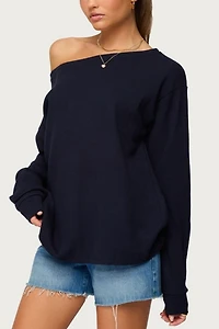 Edikted Damari Off Shoulder Oversized Waffle Top