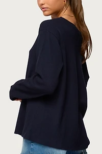 Edikted Damari Off Shoulder Oversized Waffle Top