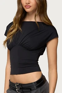 Edikted Leonah Ruched Boat Neck Top