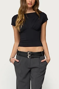 Edikted Leonah Ruched Boat Neck Top