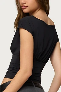 Edikted Leonah Ruched Boat Neck Top
