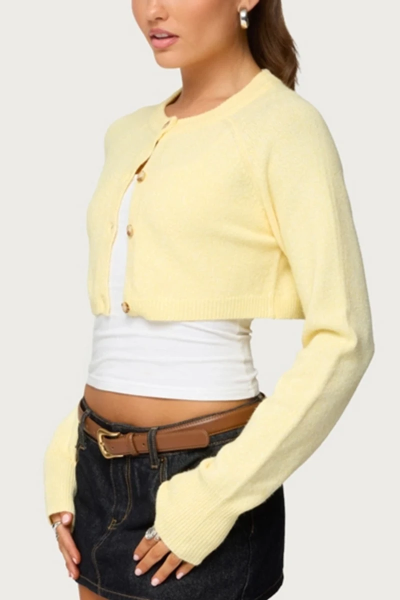 Edikted Morgynne Cropped Knit Cardigan