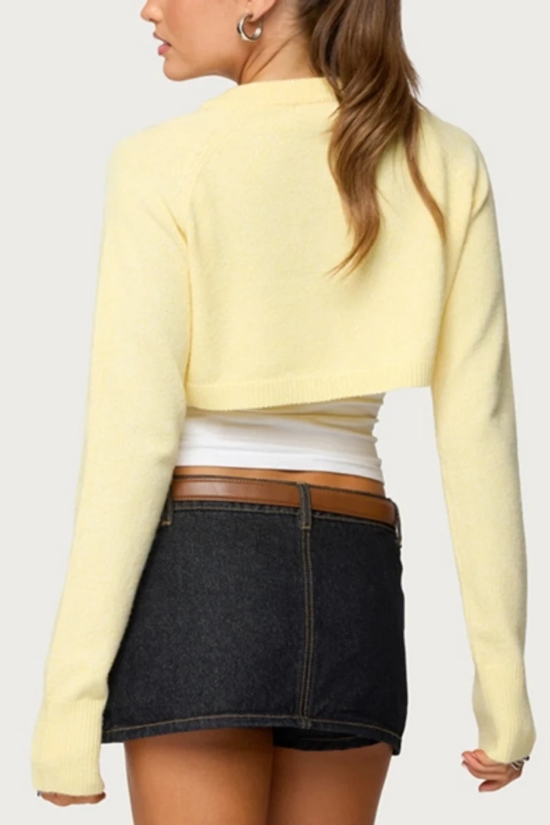 Edikted Morgynne Cropped Knit Cardigan