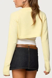 Edikted Morgynne Cropped Knit Cardigan