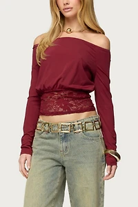 Edikted Dorona Lacey Off Shoulder Top