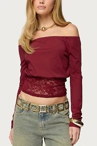Edikted Dorona Lacey Off Shoulder Top