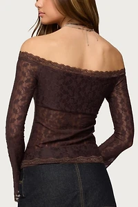 Edikted Built Bra Off Shoulder Lace Top