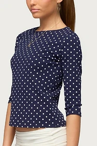 Edikted Lela Polka Dot Quarter Sleeve Top