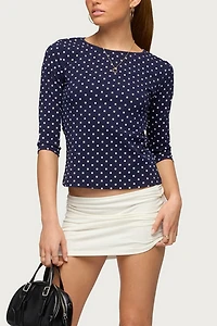 Edikted Lela Polka Dot Quarter Sleeve Top