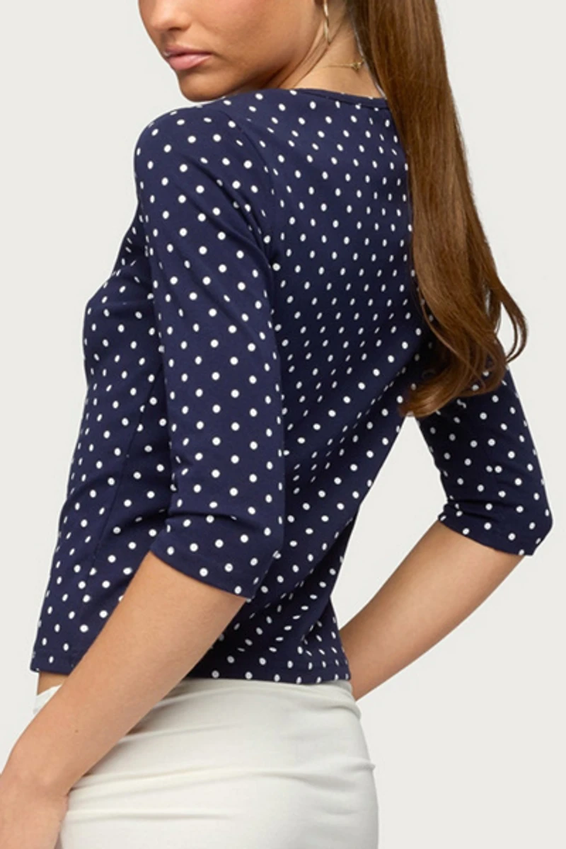 Edikted Lela Polka Dot Quarter Sleeve Top