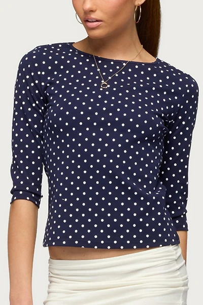 Edikted Lela Polka Dot Quarter Sleeve Top