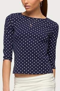 Edikted Lela Polka Dot Quarter Sleeve Top