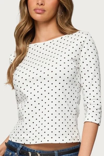 Edikted Lela Polka Dot Quarter Sleeve Top