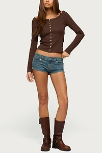 Edikted Cameo Boat Neck Button Up Top