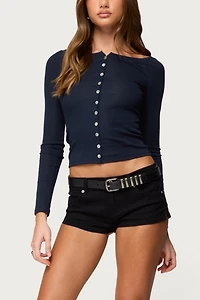 Edikted Cameo Boat Neck Button Up Top