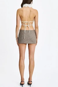 Miss Circle Oona Backless Fur Halter Top