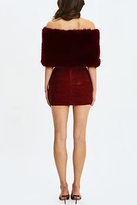 Miss Circle Darla Faux Fur Off-Shoulder Cropped Top