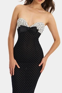 Miss Circle Faith Polka Dot Sweetheart Midi Dress
