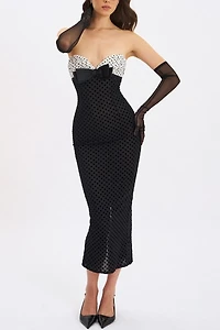 Miss Circle Faith Polka Dot Sweetheart Midi Dress
