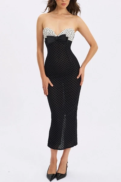 Miss Circle Faith Polka Dot Sweetheart Midi Dress