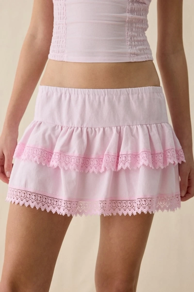 Kimchi Blue Getaway Crochet + Lace Skirt 2-Piece Set