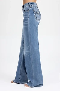 Miss Me Naia Blu Stitched Wide Leg Jean