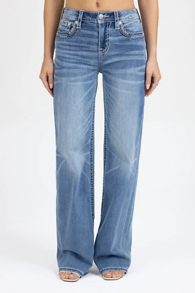 Miss Me Naia Blu Stitched Wide Leg Jean