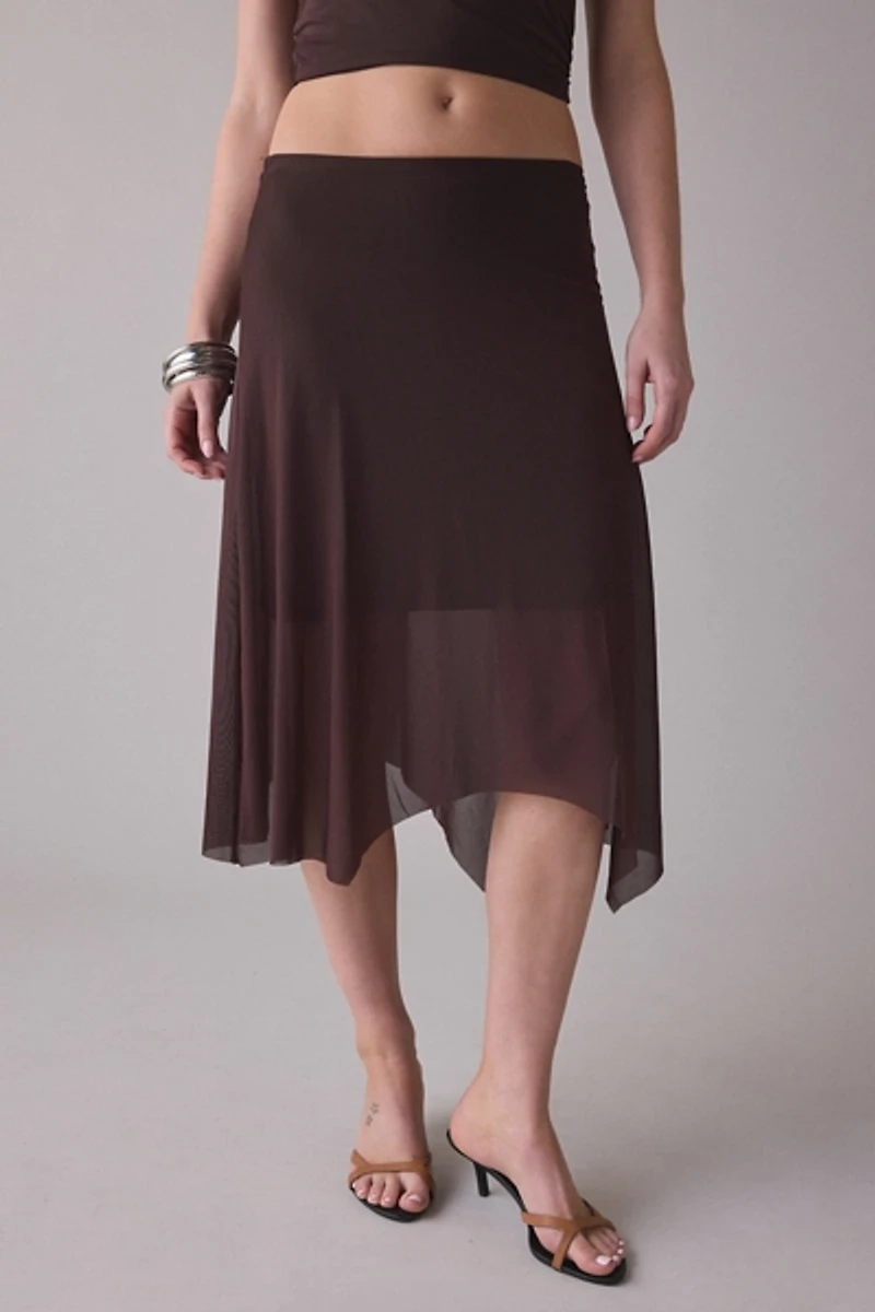 UO Never Miss Mesh Halter Neck Asymmetric Midi Skirt 2-Piece Set