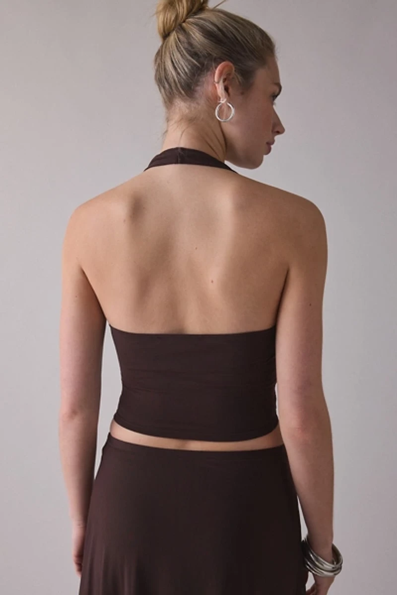 UO Never Miss Mesh Halter Neck Asymmetric Midi Skirt 2-Piece Set